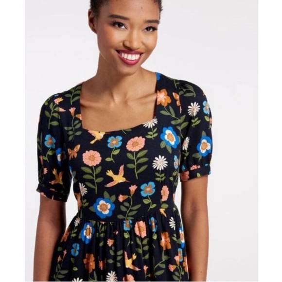 Princess Highway 16 Modcloth Midi Dress Visited By Hummingbirds - Picture 3 of 16